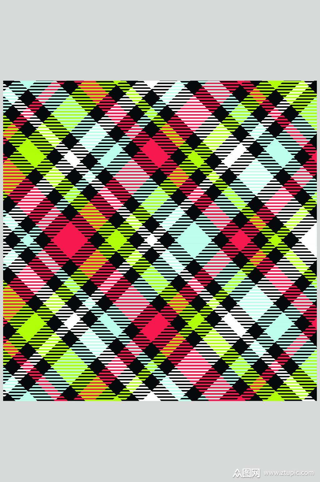 方形条纹彩色格子图案矢量素材素材