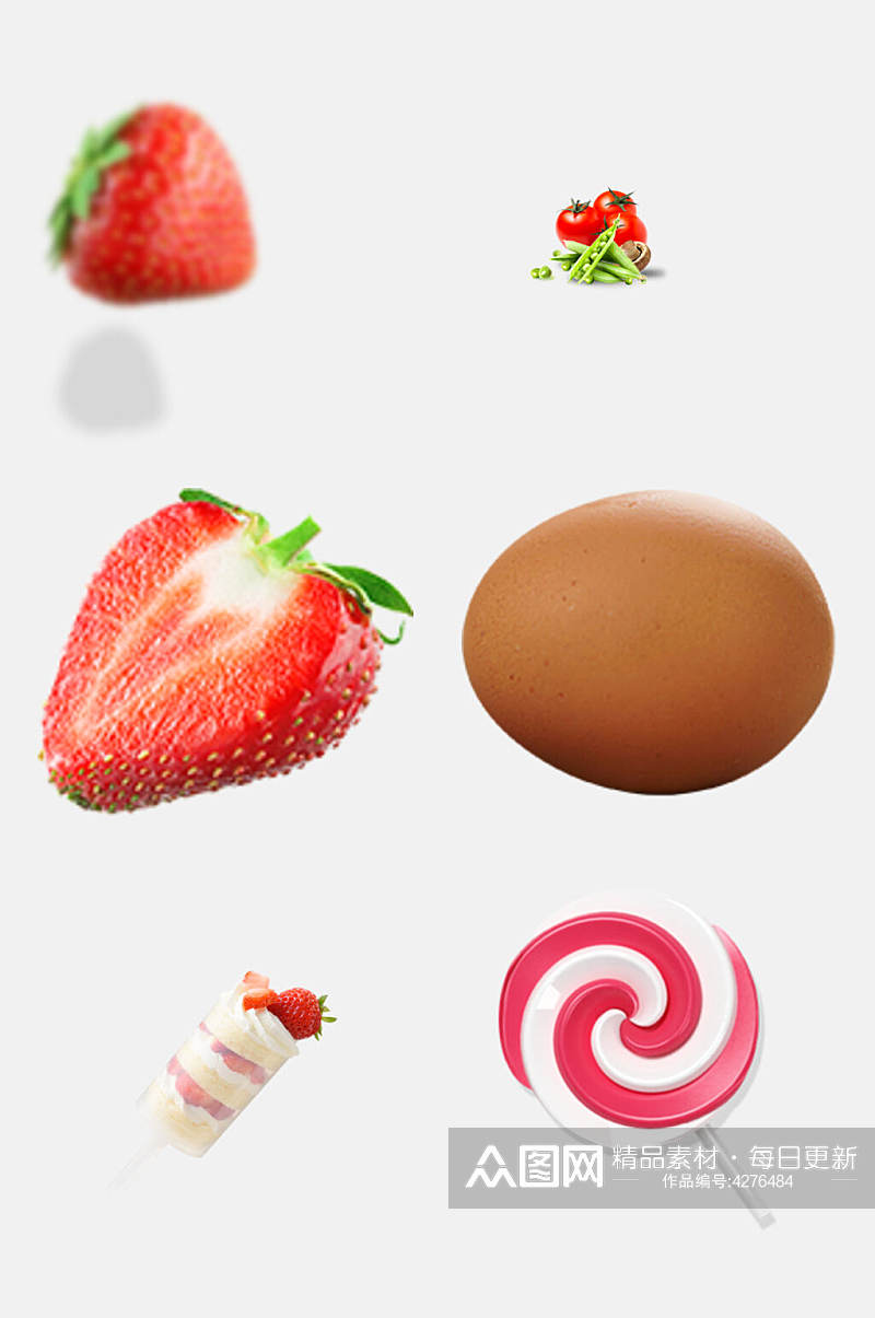 棒棒糖草莓新鲜食材果蔬免抠素材素材