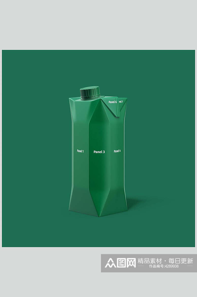 绿色瓶装牛奶瓶样机素材