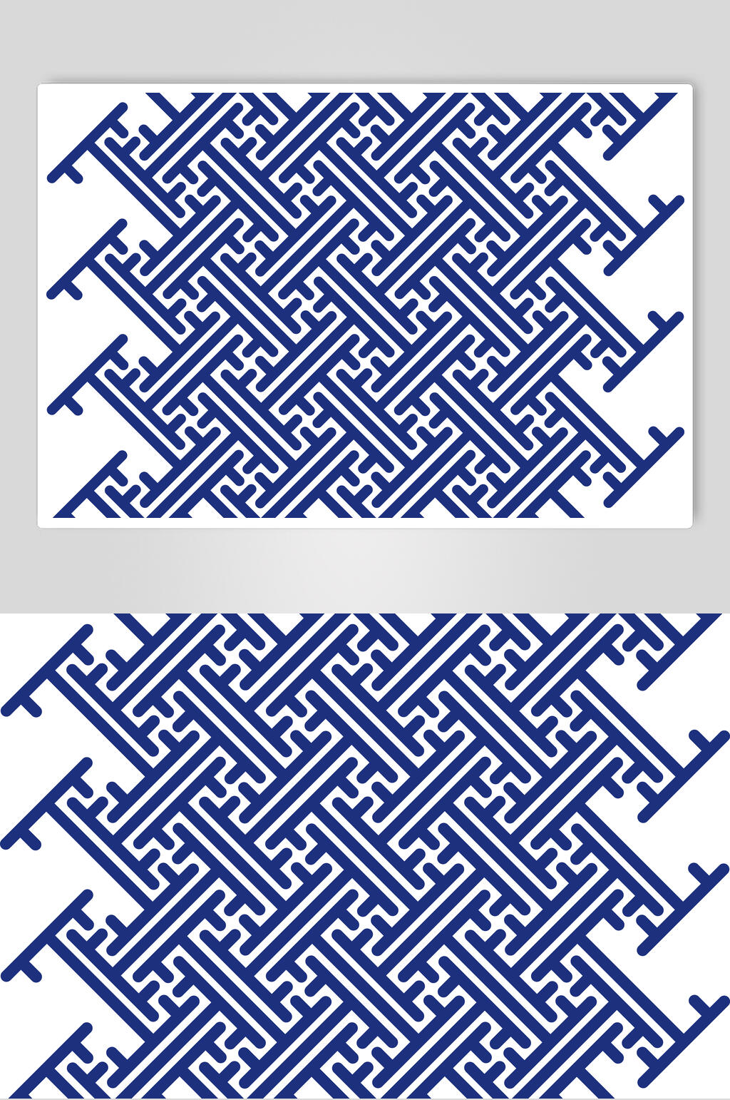 线条蓝色古典日式纹样矢量素材素材