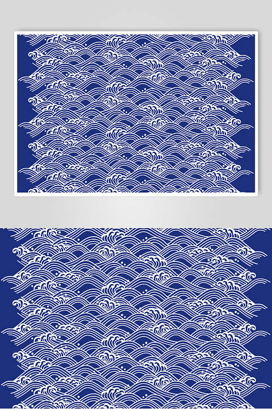 海浪蓝清新中国风纹理图案矢量素材
