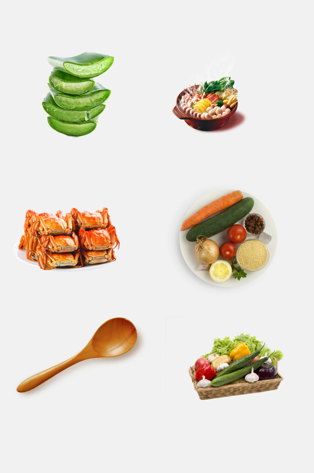 芦荟螃蟹新鲜食材果蔬免抠素材素材