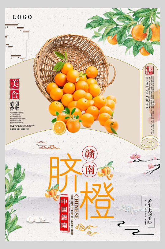 脐橙橙子果汁海报