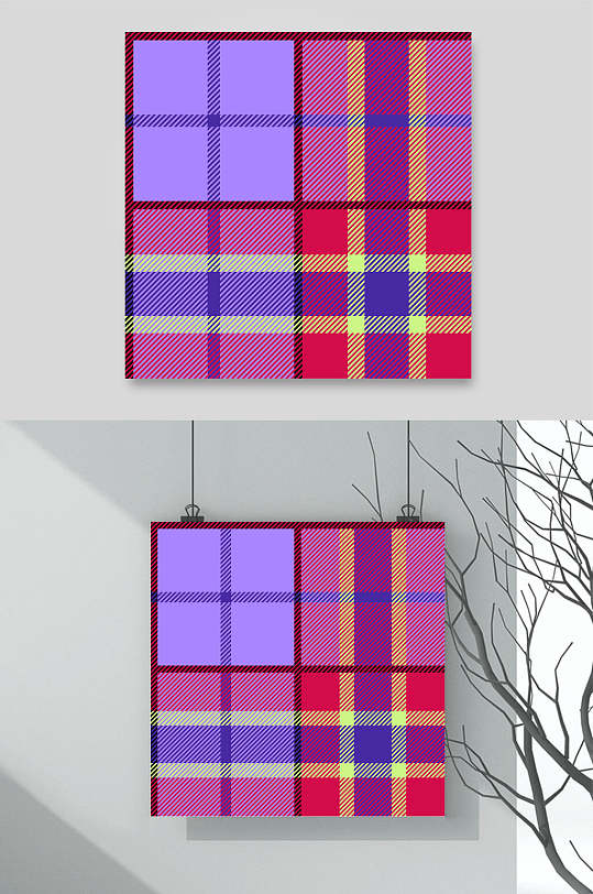 时尚简约英伦彩色格子图案矢量素材