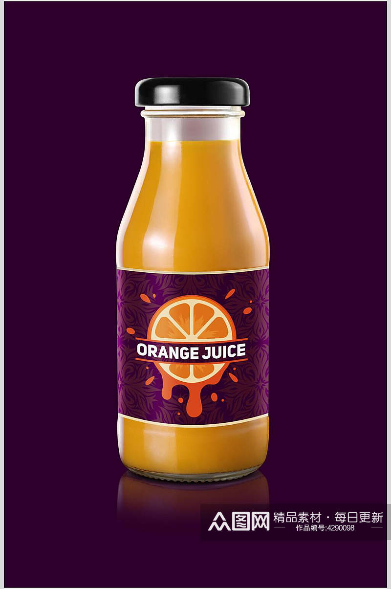 橙子英文字母液体黄饮料瓶样机素材