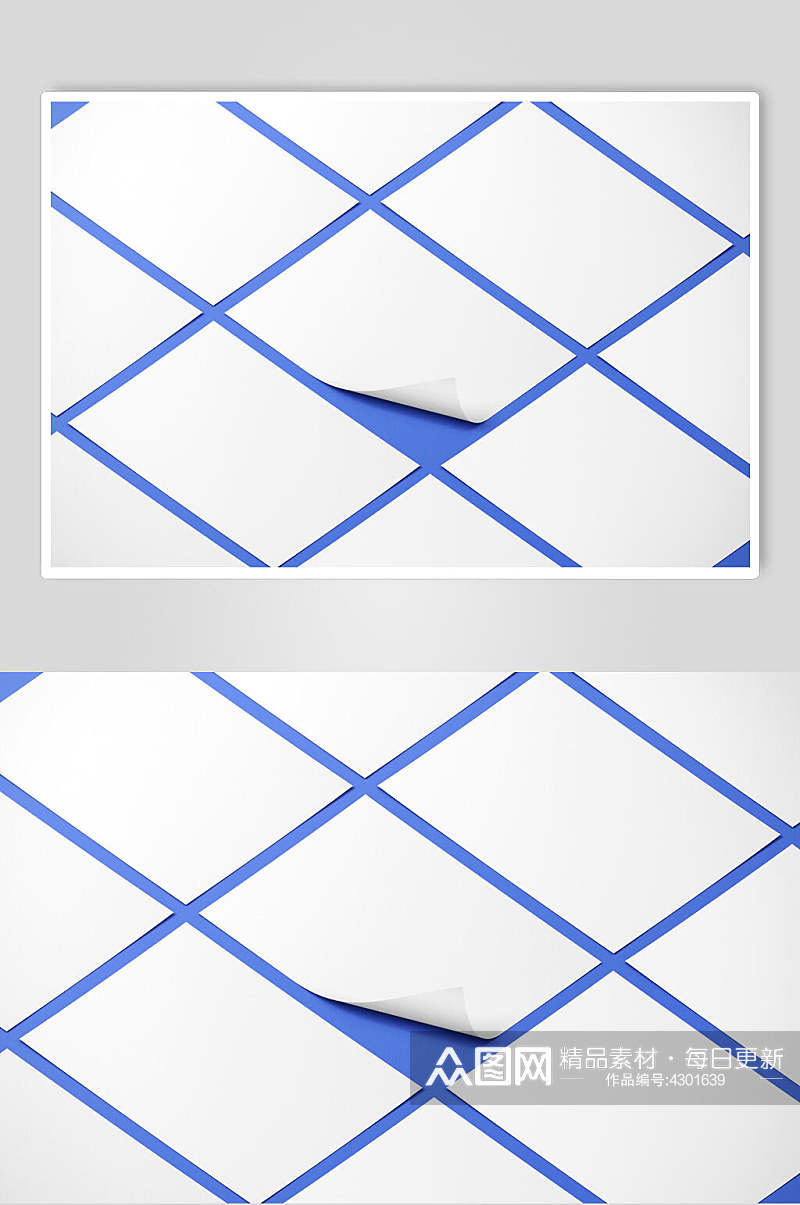 长方形折角白卡片名片排版样机素材