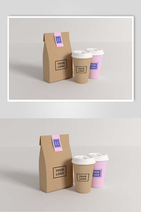 纸质食品外卖包装样机-众图网