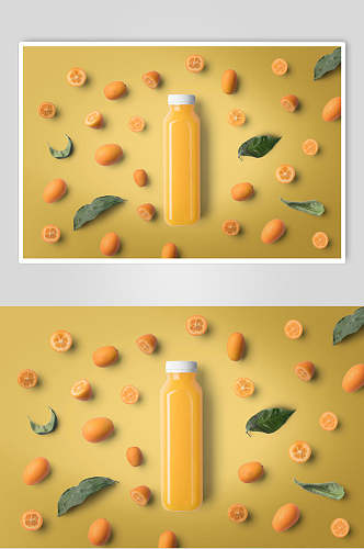 橙子液体圆形盖子黄饮料瓶样机