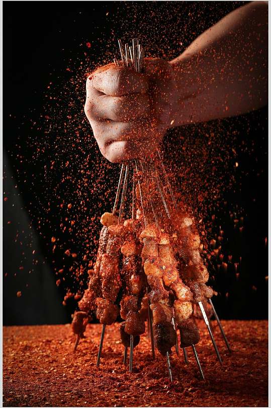 猪肉烤串美食图片