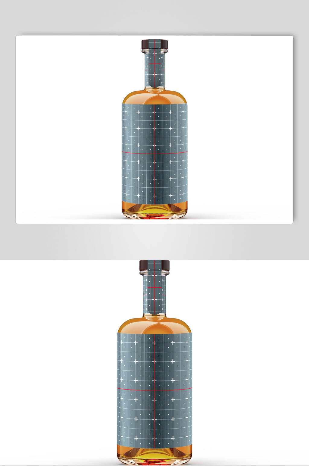 方格线条圆形盖子灰色酒瓶样机素材