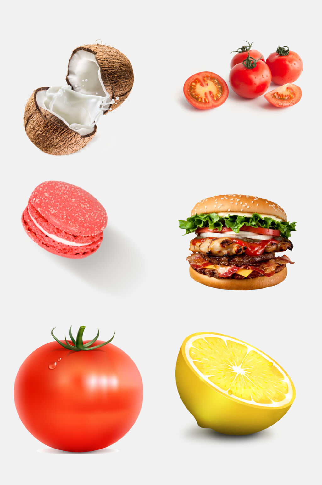 西红柿柠檬新鲜食材果蔬免抠素材素材