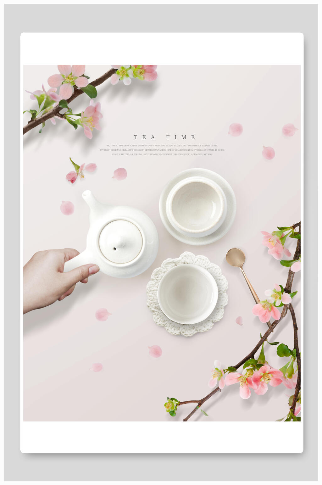 树枝花朵圆圈休闲点心下午茶背景素材