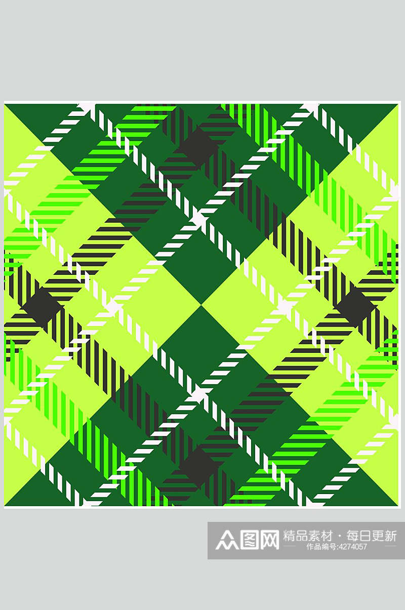 绿色清新英伦彩色格子图案矢量素材素材