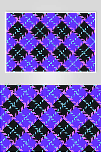 紫蓝黑英伦彩色格子图案矢量素材