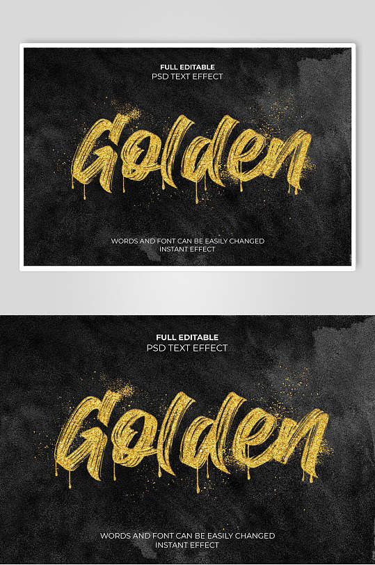 金色透明字体特效素材