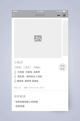 小鱼仔宠物信息UI页面设计