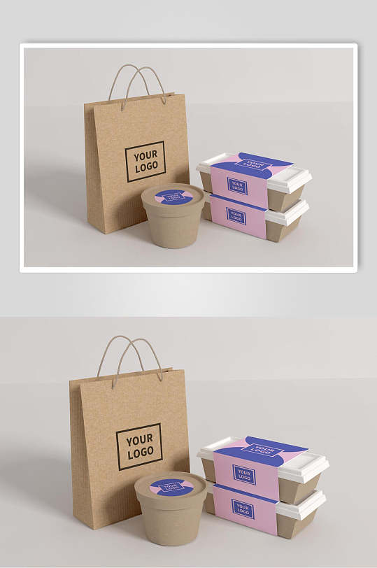 英文字母方形食品外卖包装样机-众图网