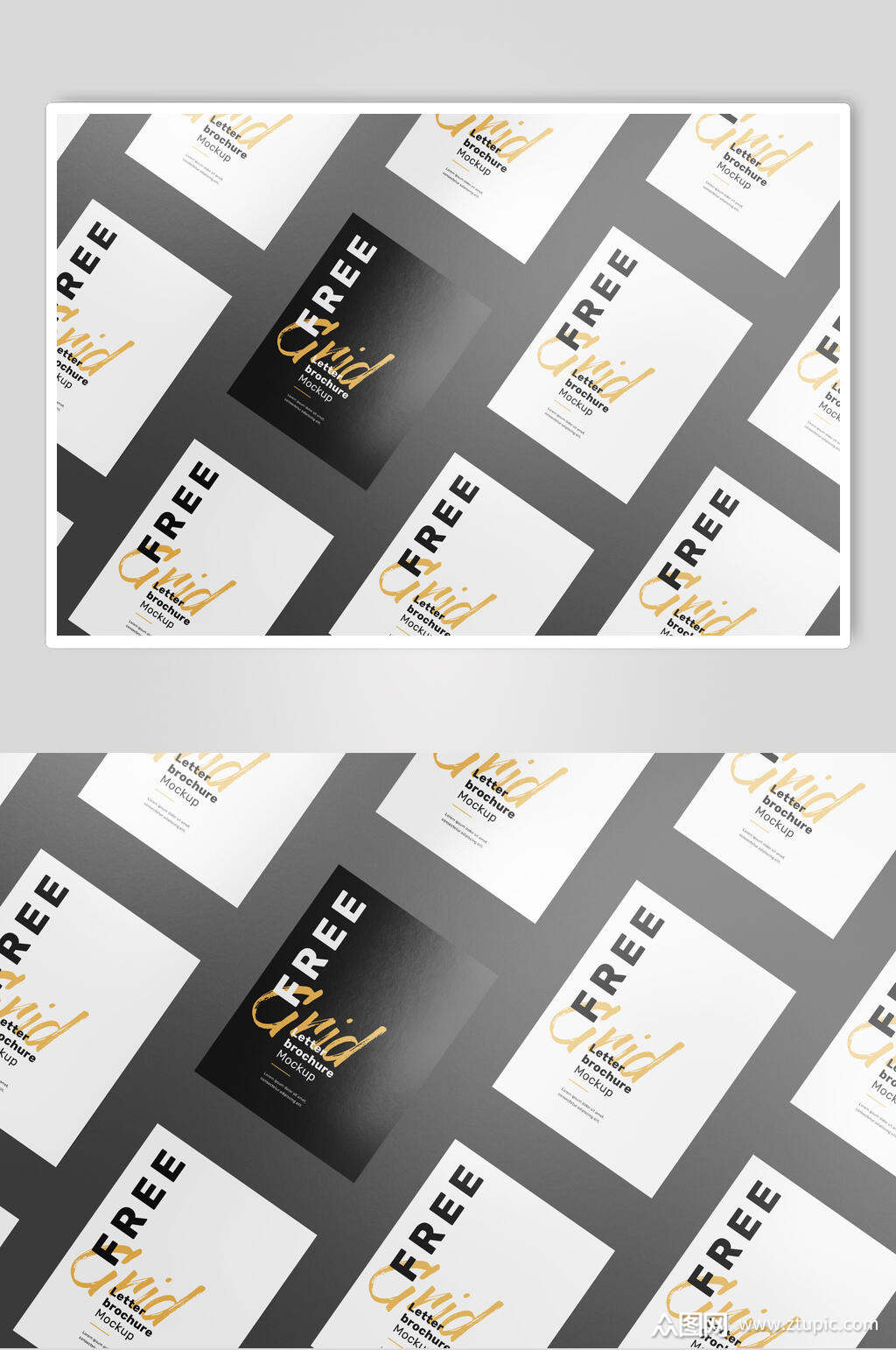 英文字母灰色卡片名片排版样机素材