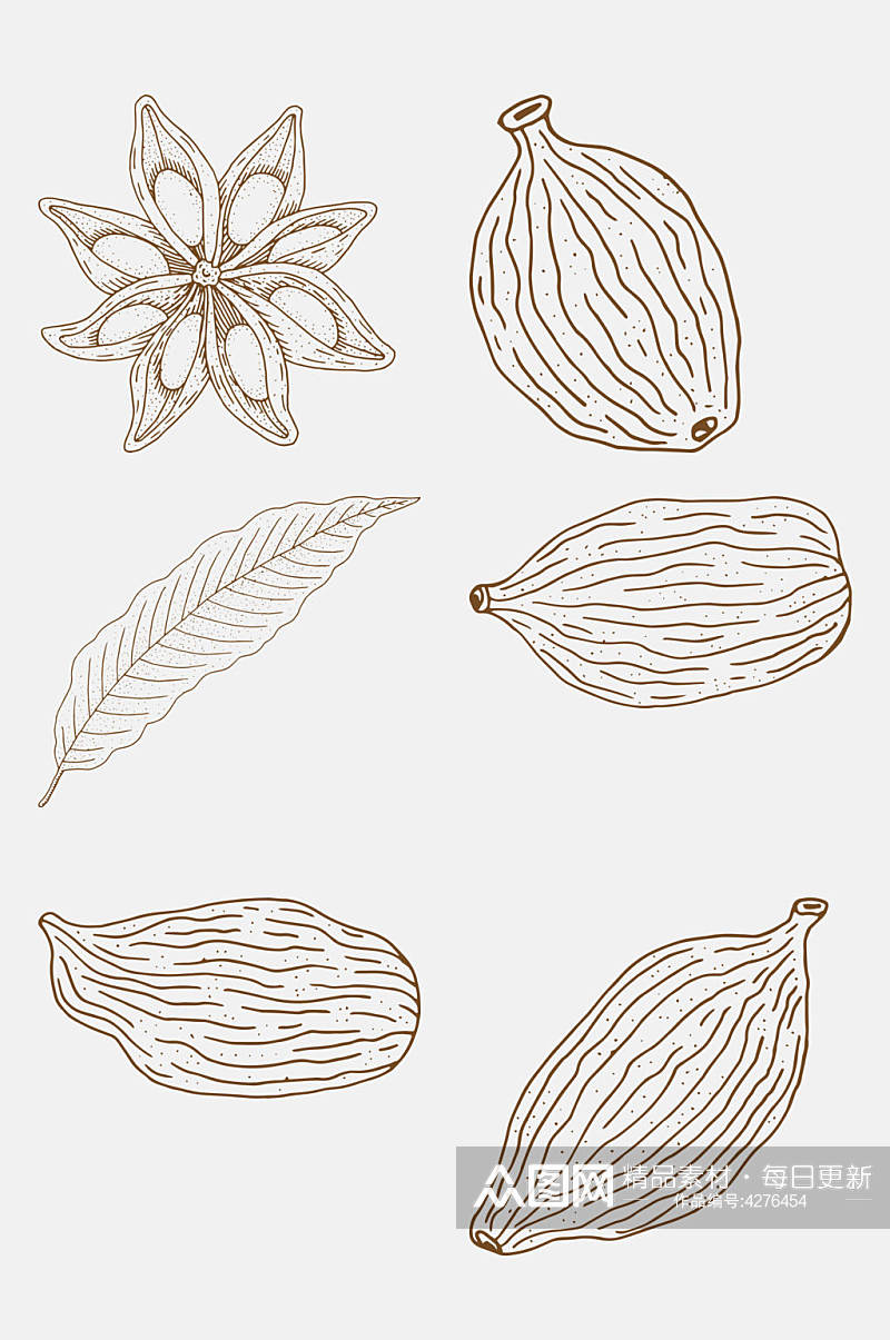 线条手绘植物花卉线稿免抠素材素材