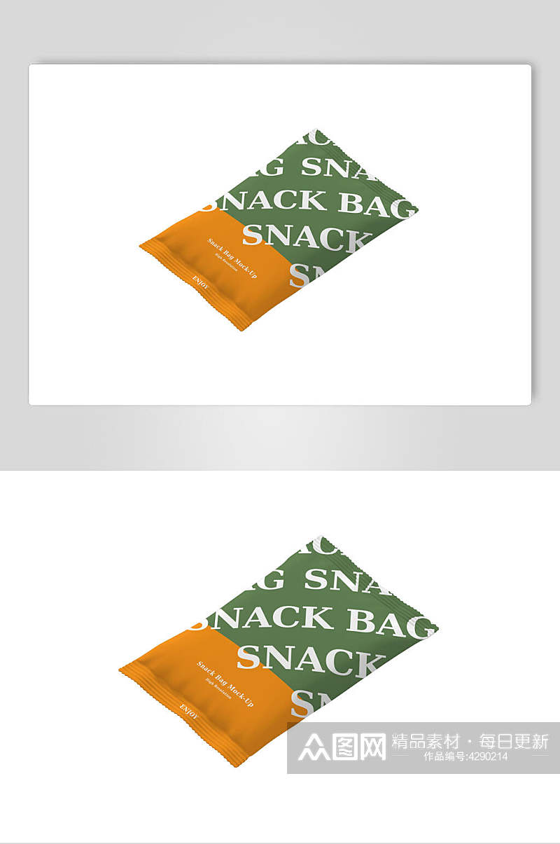 膨化袋英文字母棕零食包装样机素材