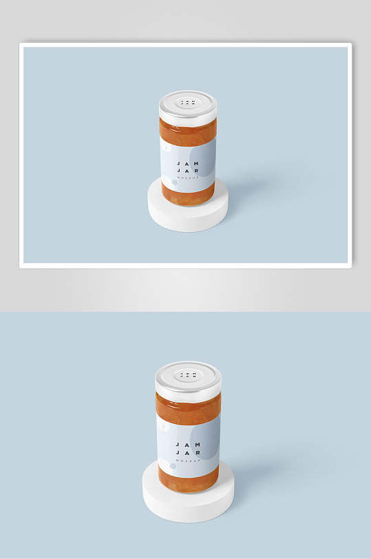 圆形英文字母浅蓝色玻璃瓶样机