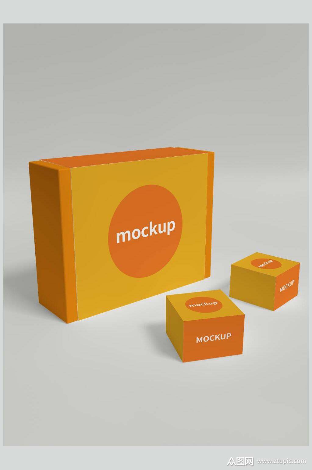 圆圈英文字母橙色包装礼盒样机素材