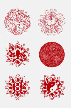 红色八卦图传统纹饰免抠素材