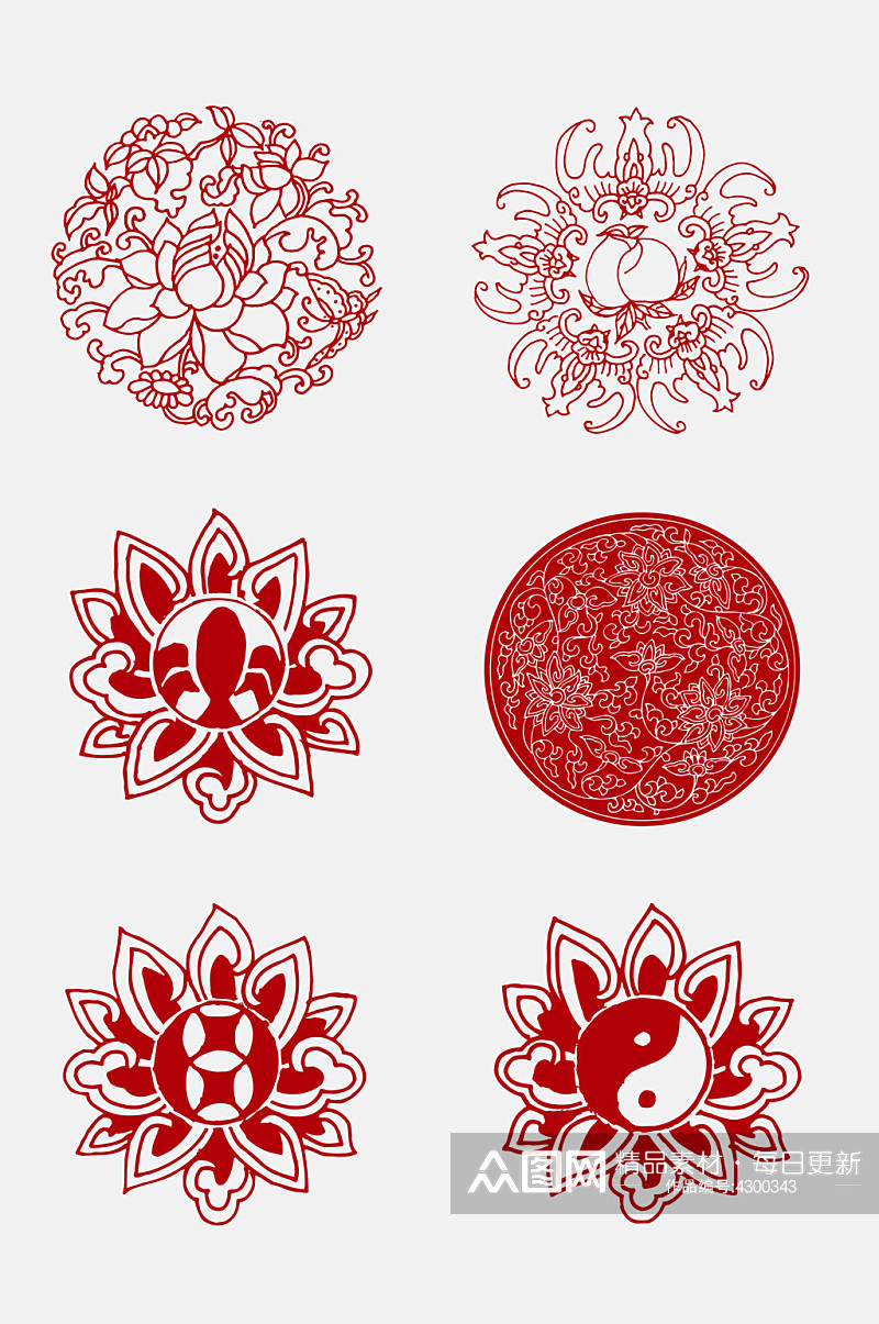红色八卦图传统纹饰免抠素材素材