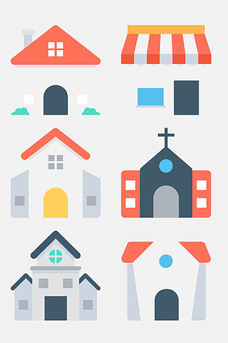 教堂建筑类卡通房子免抠素材