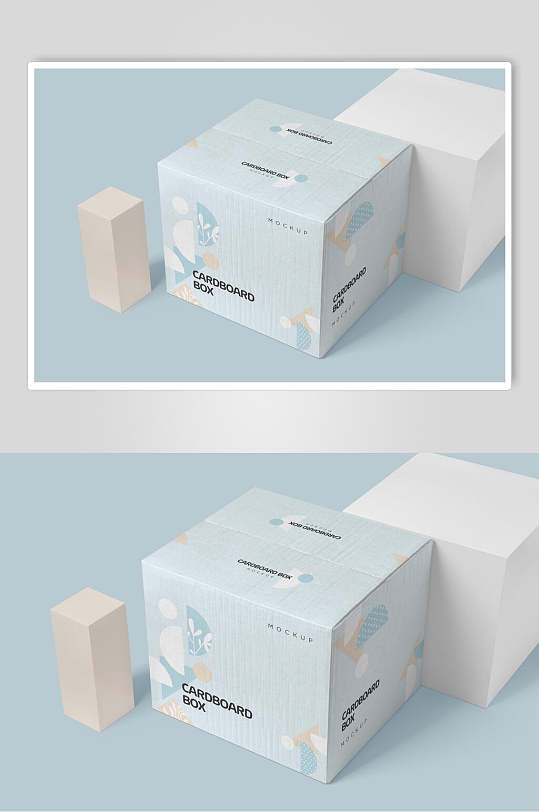 立体方块英文字母蓝包装盒样机