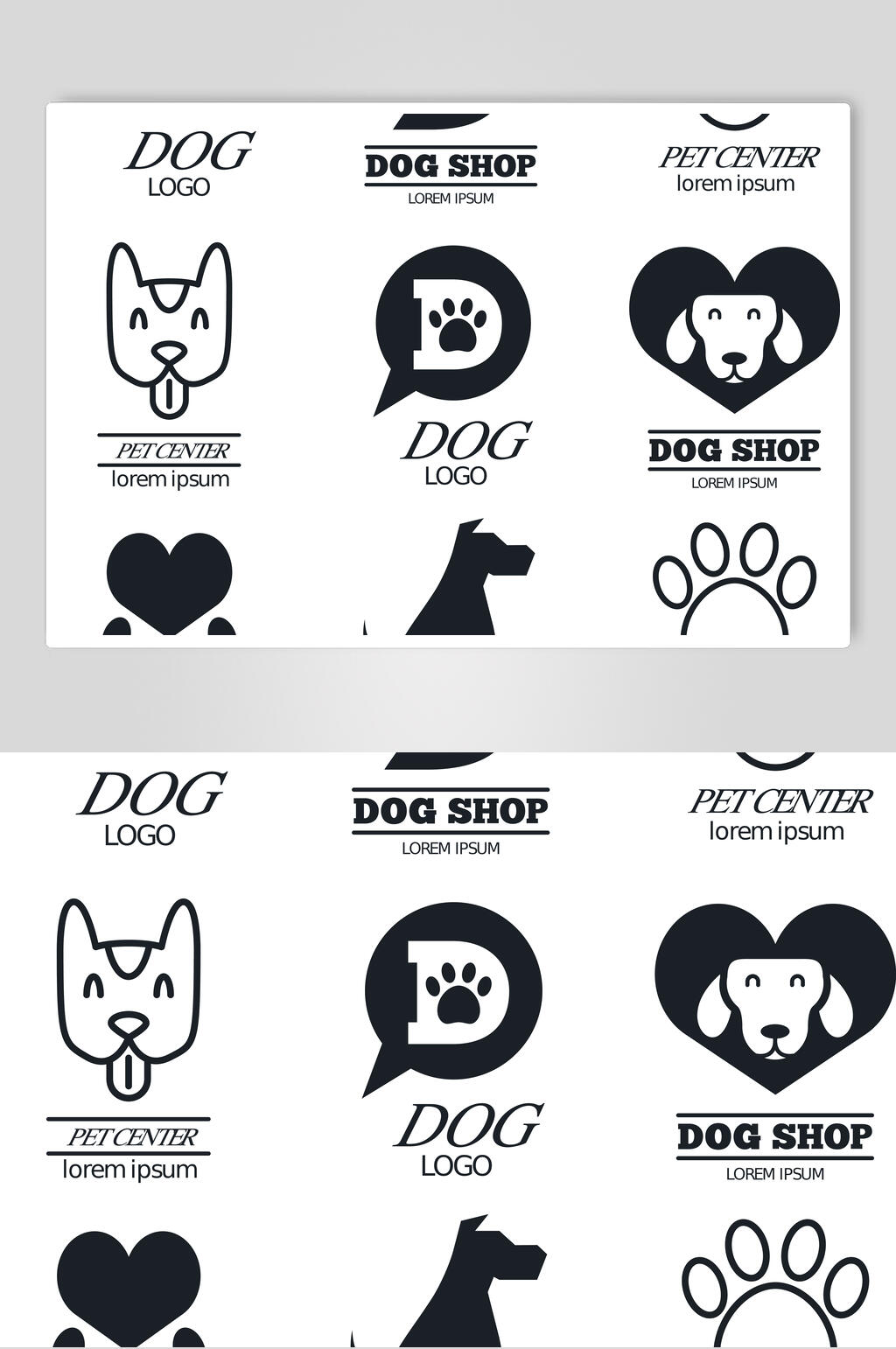 时尚黑白色猫狗宠物店图标矢量素材