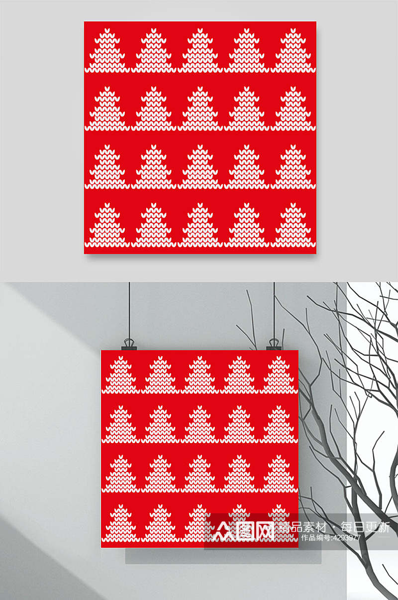 红色圣诞树圣诞插画矢量素材素材