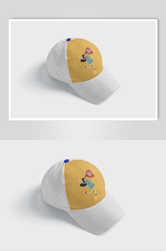 帽子黄白创意大气文创产品VI样机