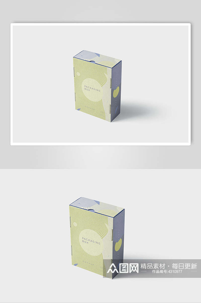 侧面黄蓝创意大气文创包装礼盒样机素材