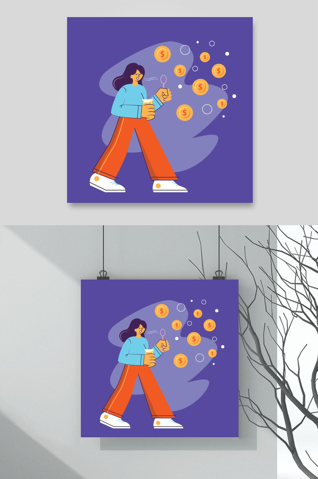 时尚扁平化人物矢量插画素材素材