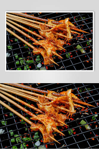 简约叶子竹签肉类烧烤烤肉图片