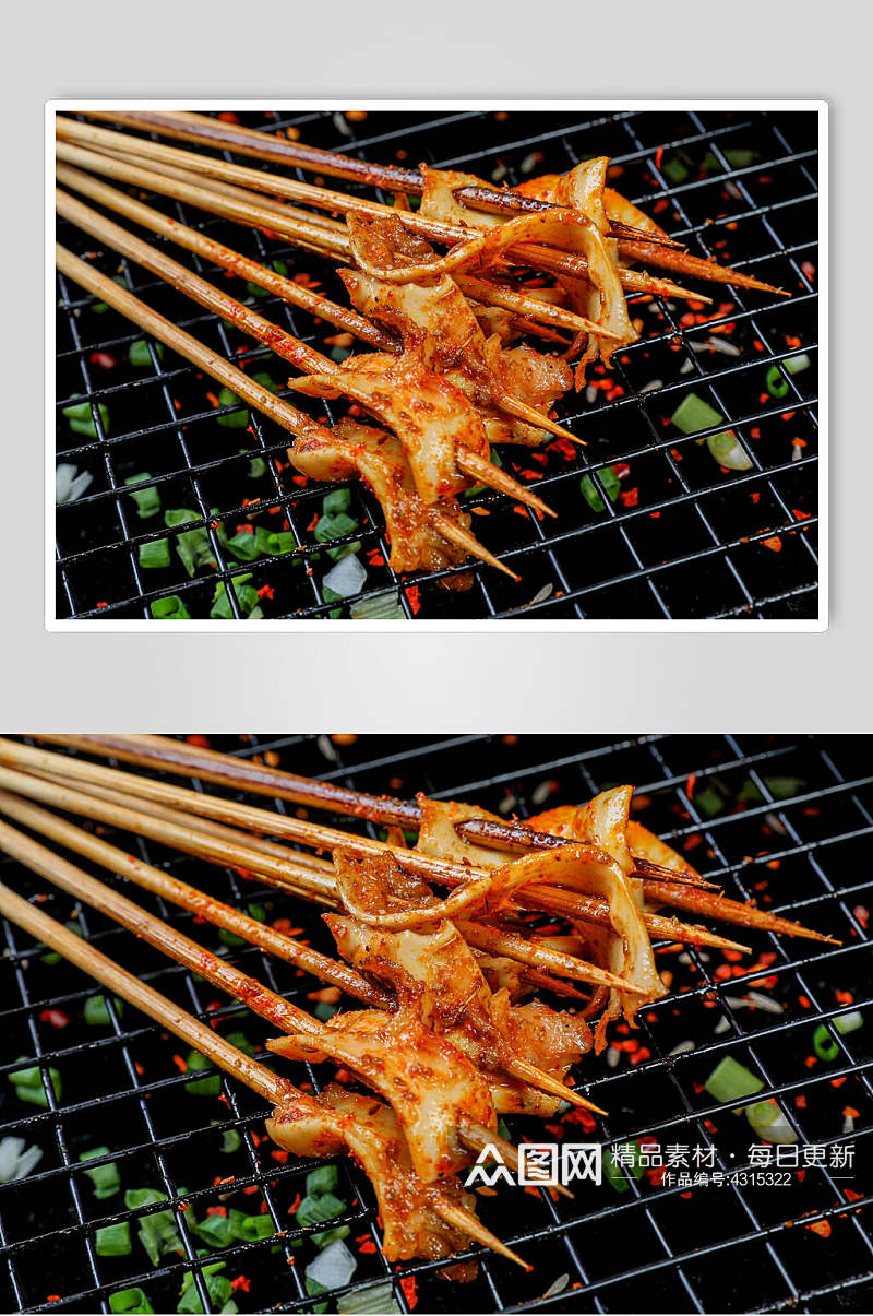 简约叶子竹签肉类烧烤烤肉图片素材
