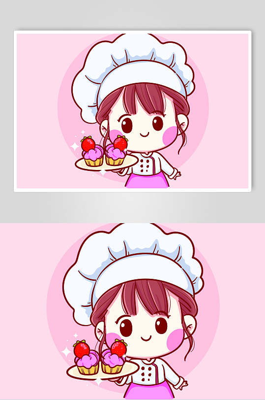 紫色蛋糕可爱q版人物头像矢量素材