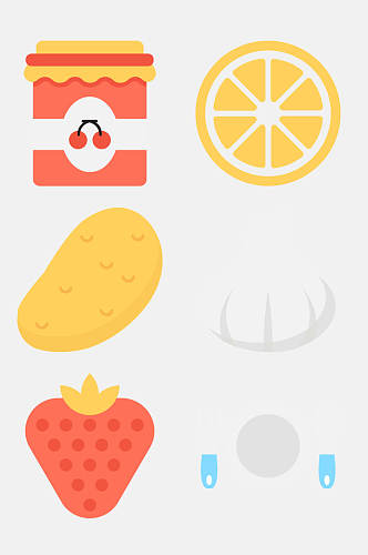 草莓芒果食品美食类卡通图案免抠素材