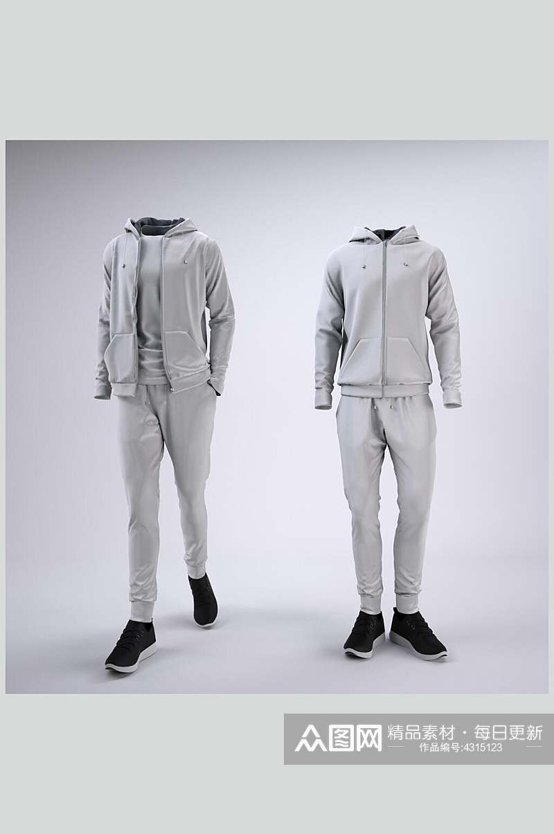 灰色简约创意大气运动服饰设计样机素材