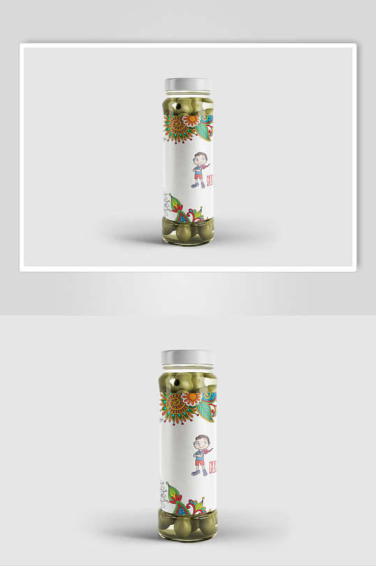 瓶子侧面插画创意大气瓶罐包装样机