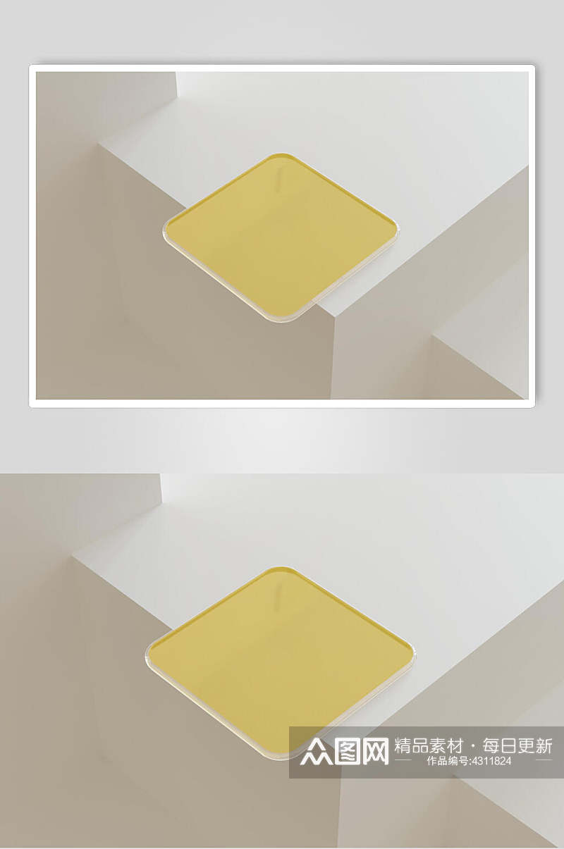 黄色简约创意标志LOGO展示样机素材