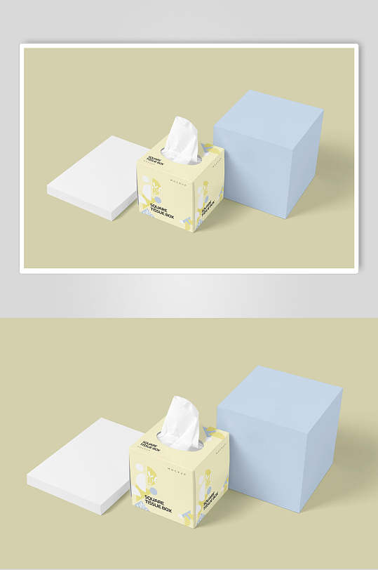 立体方形英文字母抽纸巾盒样机