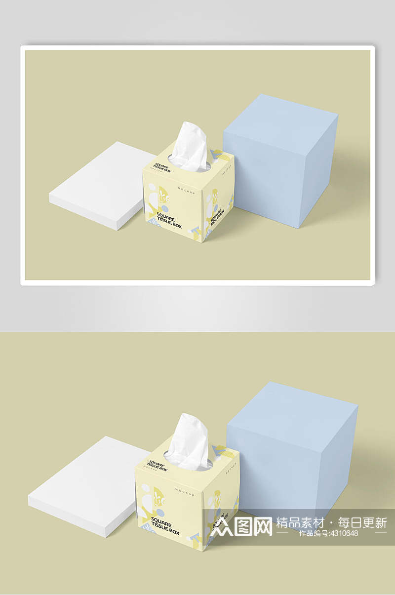 立体方形英文字母抽纸巾盒样机素材
