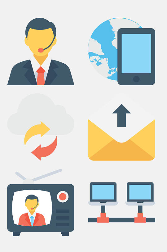 上电视网络通信类卡通图案免抠素材