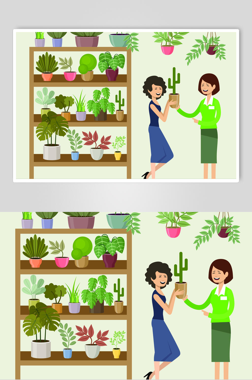 仙人掌商场货架插画矢量素材素材
