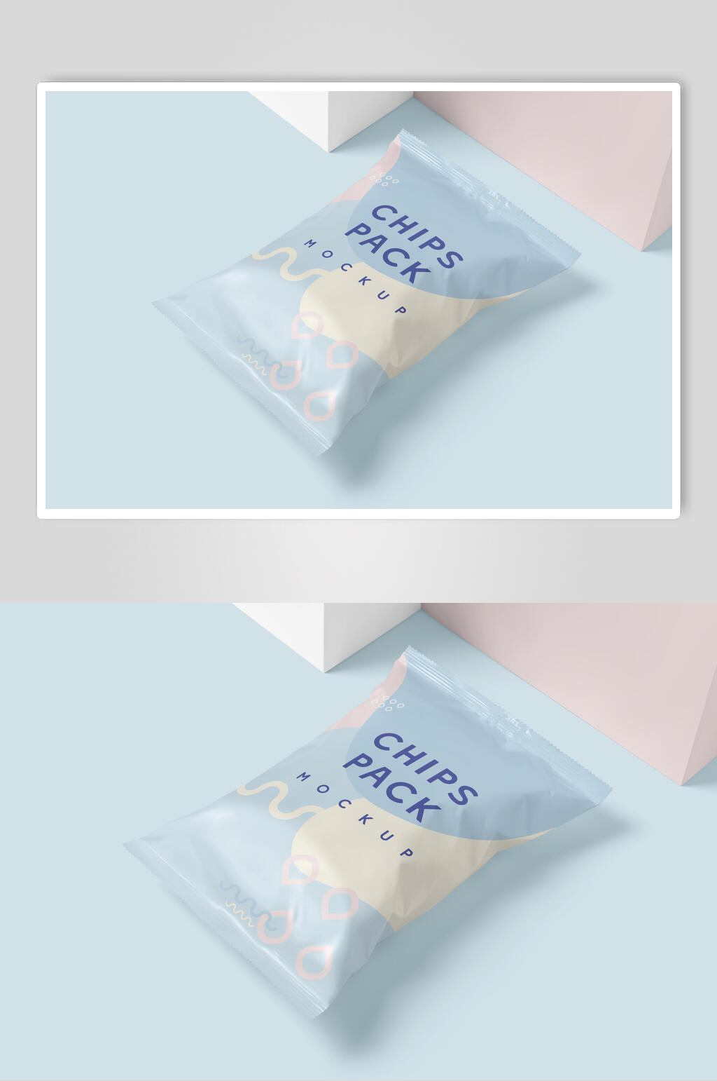 英文字母膨化袋蓝色包装袋样机素材