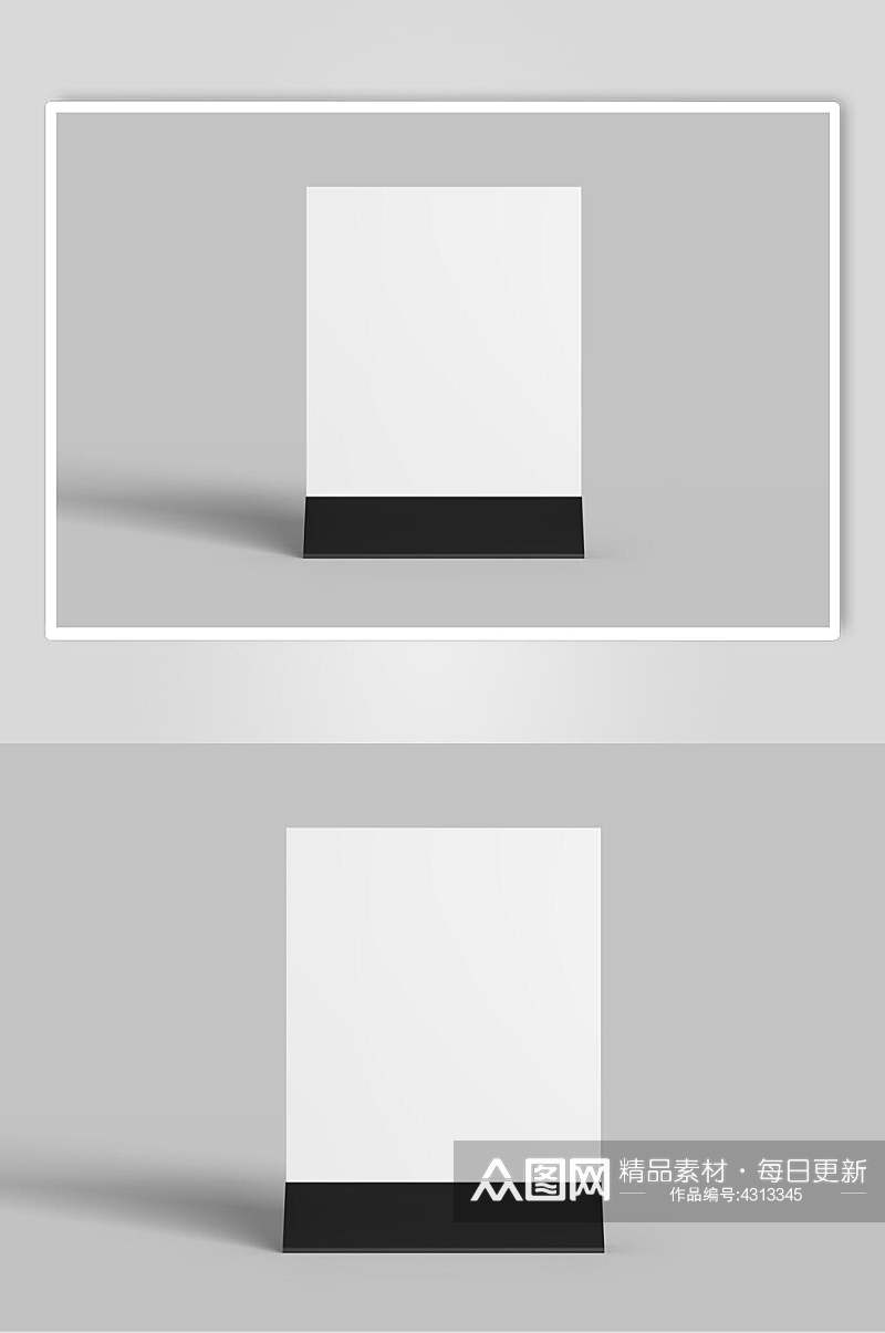 长方形灰白色背景墙餐饮台卡样机素材
