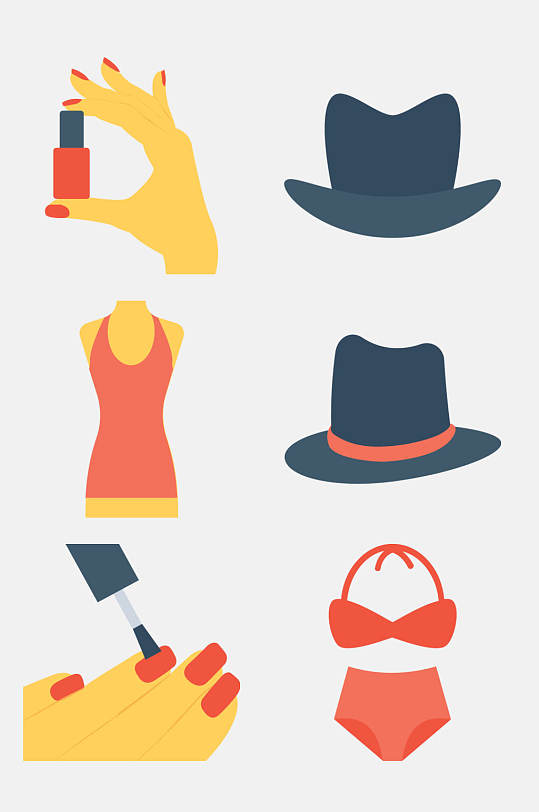 指甲油时尚鞋服类卡通图案免抠素材