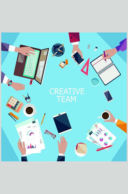 现代扁平化工作办公矢量素材